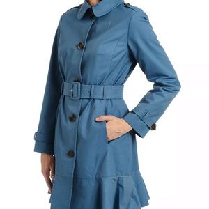 Kate Spade New York Belted Peplum Trench Coat in Copen Blue - size S